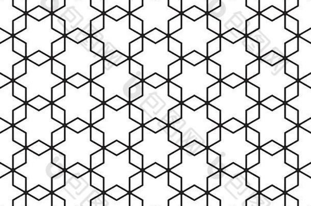 无缝的几何模式基于久美子点缀晶格圆形的角落黑色的行白色背景
