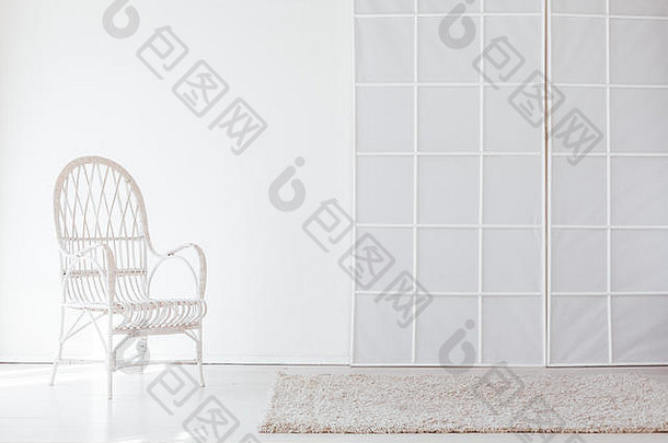 白色古董椅子室内空白色房间