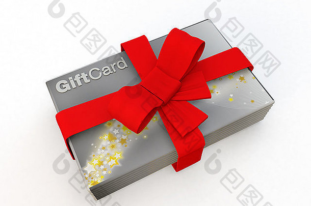 礼物卡片现在的想法孤立的白色背景银黄金明星设计