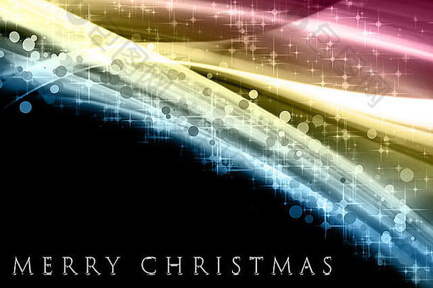 梦幻般的圣诞波浪设计，雪花闪烁，星光闪烁