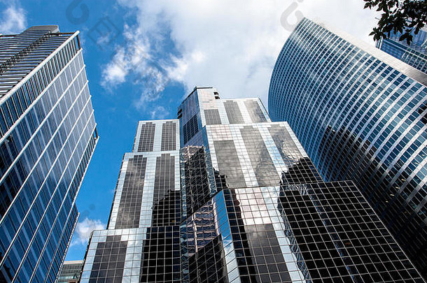 摩天大楼芝加哥金融区多云的天空