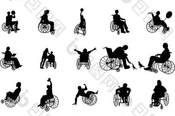 轮椅上的男人和女人