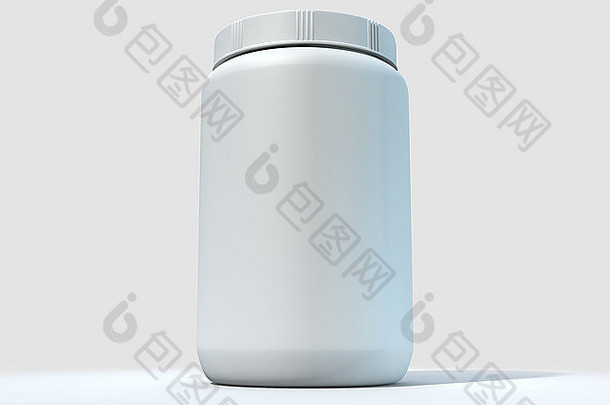 常规的通用的白色塑料容器品牌孤立的白色工作室背景
