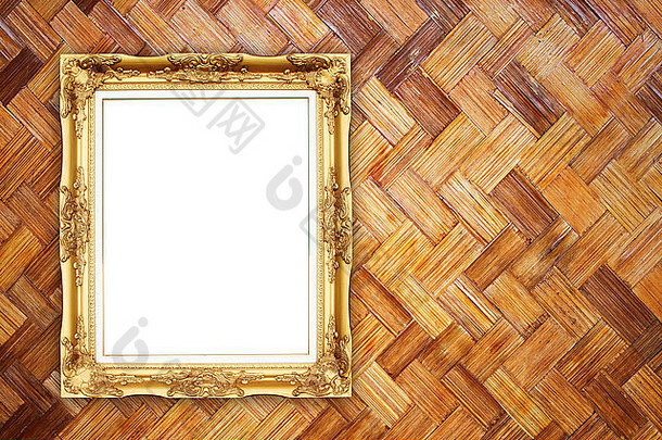 空白金框架竹子纹理背景
