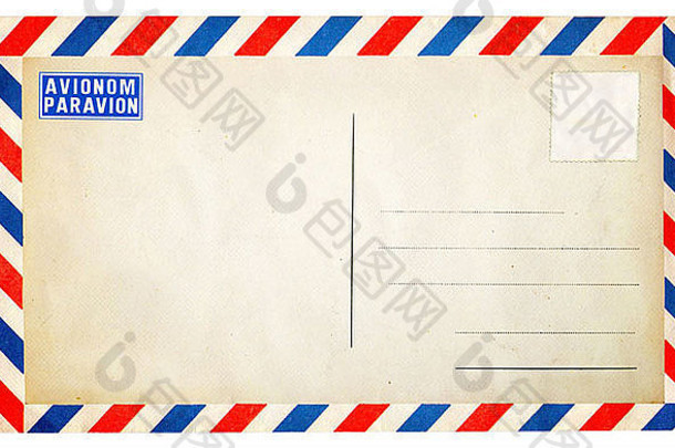 空古董空气邮件信封孤立的白色