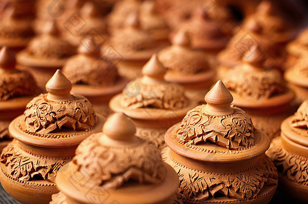 传统的泰国粘土陶器nonthaburi泰国
