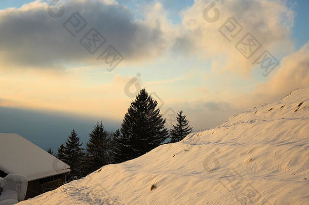 美丽的景观swiitzerland冬天