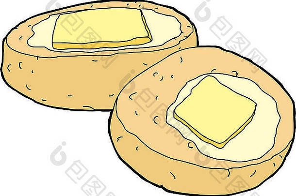带融化黄油片的分离玉米面包