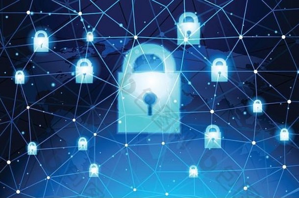 挂锁数据保护隐私概念国内生产总值网络安全网络背景屏蔽个人信息互联网技术网络连接数字空间