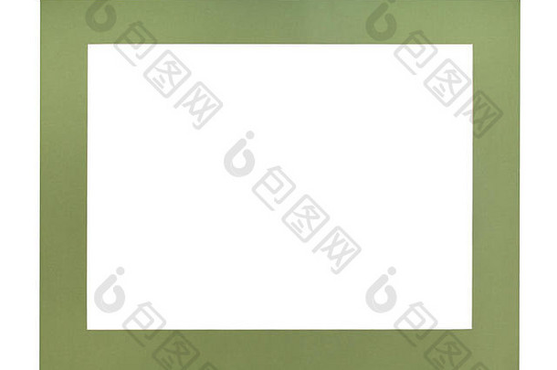 宽而平的绿色部分，用于相框，在白色背景上隔离切割帆布