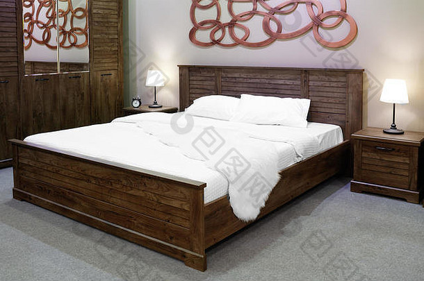 奢侈品现代木乡村风格卧室棕色（的）米色音调室内酒店卧室