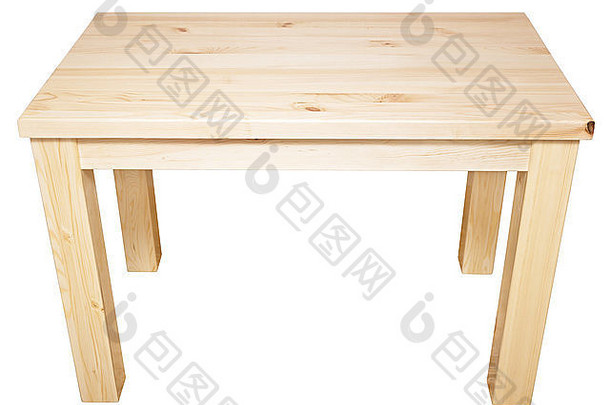 白色背景上隔离的新木桌