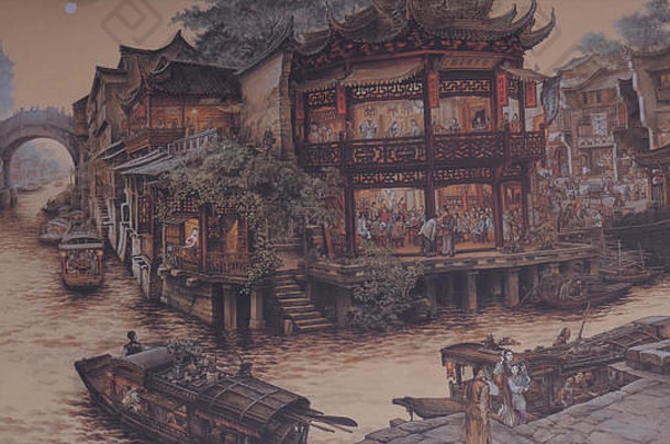 古老的中国人村图片古老的中国中国古老的体系结构竹子森林艺术
