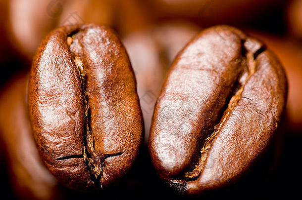 新鲜芳香咖啡豆的宏观拍摄