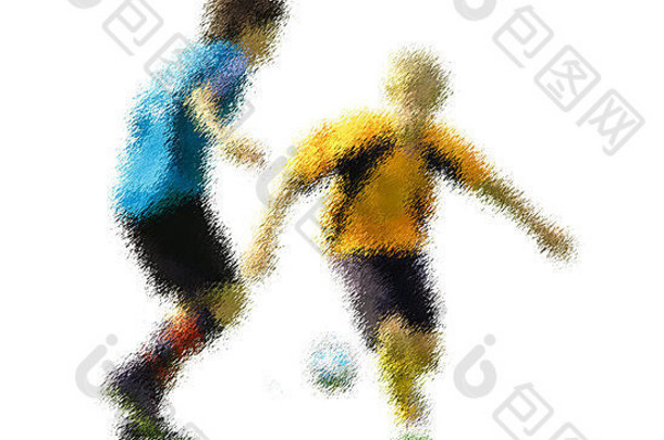 蓝色的黄色的球员摘要数字插图足球足球球员青少年年行动异醇