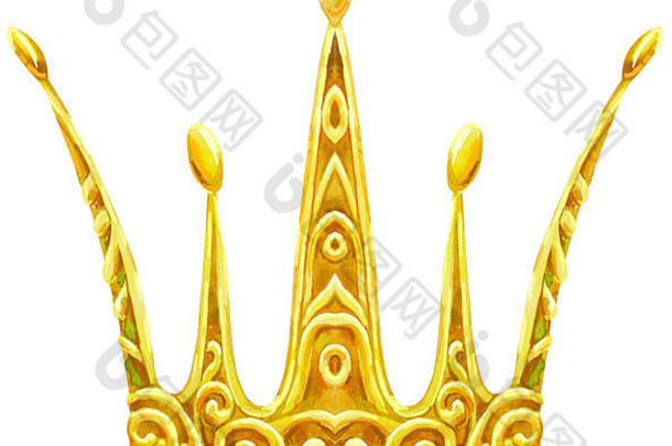 水色皇冠，装饰元素相互交织