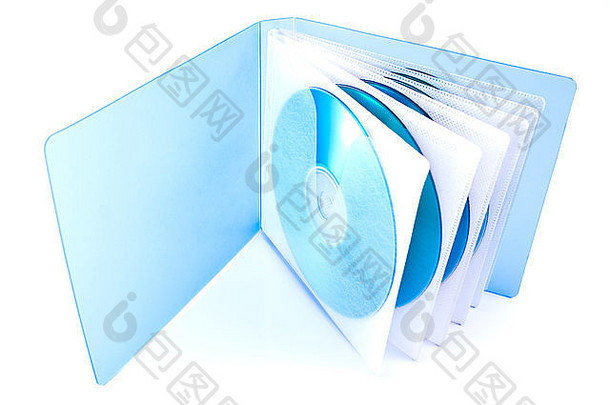 白色隔离的CD-DVD光盘包