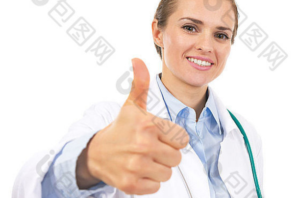 医生女人显示拇指