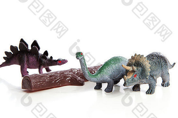 塑料恐龙玩具孤立的白色背景