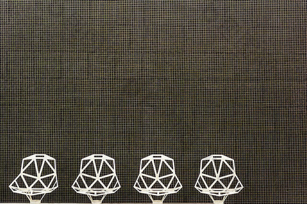 现代体系结构细节结构mozaic墙白色设计椅子