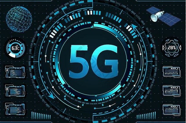 5G新型无线高速互联网连接和Wi-Fi。斯彭尼克导航。插图