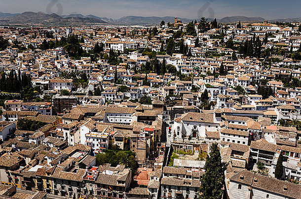 空中视图庞大的城市格拉纳达西班牙瓷砖<strong>屋顶</strong>