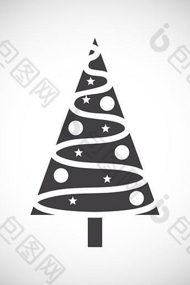 背景上的圣诞树图标用于图形和网页设计。简单的说明。网站按钮或移动应用程序的互联网概念符号。