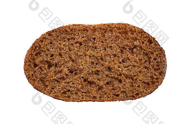 传统的芬兰黑麦面包查看孤立的白色背景