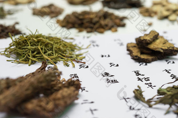 食谱上的中草药，中国的意思是连翘、蒲公英、夏枯草和玄参