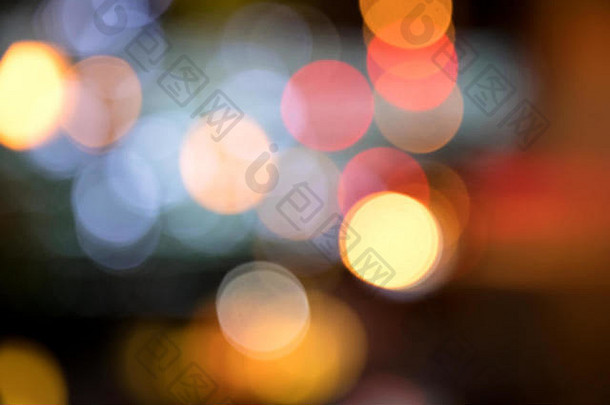 模糊的背景图像散焦色彩斑斓的摘要城市街灯晚上