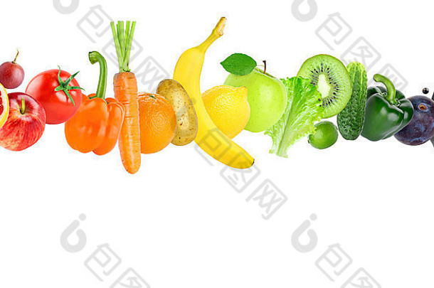 水果蔬菜<strong>白</strong>色背景食物概念