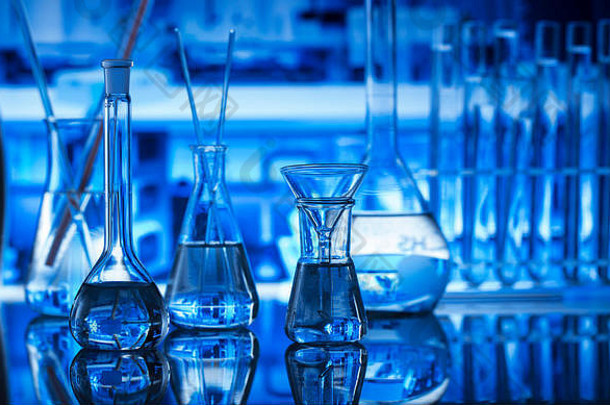 科学实验室概念背景显微镜实验室玻璃器皿作文