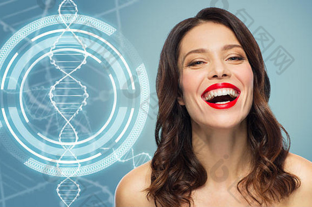 红唇上的DNA分子女人