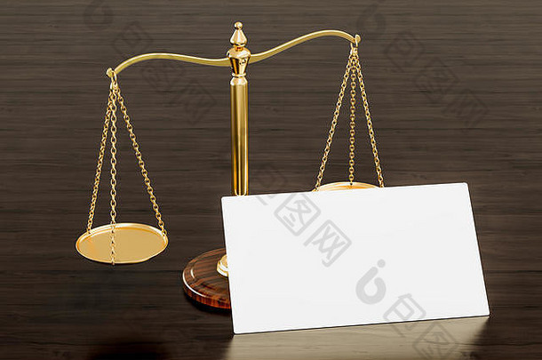 空白业务卡律师法律公司公证木桌子上背景呈现