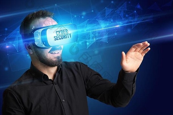 商人虚拟现实眼镜网络安全登记网络安全概念