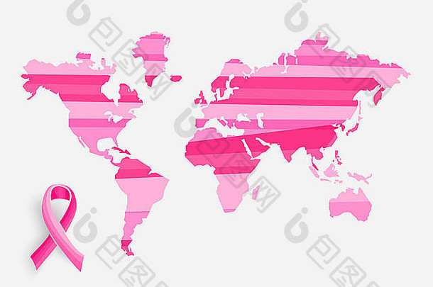 粉色乳腺癌设计，用于宣传或慈善。EPS10载体。
