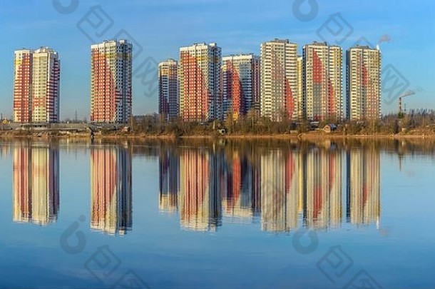 反射高层建筑neva河彼得堡