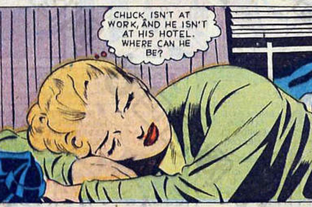 20世纪40年代浪漫漫画《全爱》杂志的复古漫画书面板