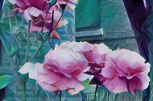 玫瑰园：浪漫甘美的花瓣粉红色大春天玫瑰