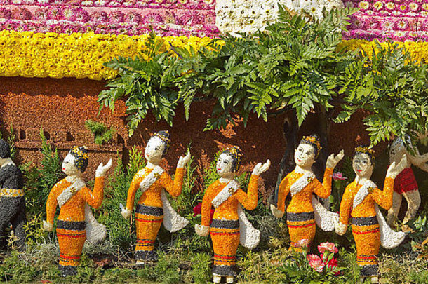 花装饰显示泰国文化花节日泰国