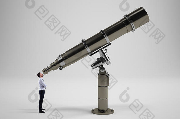 商人双筒望远镜未来概念
