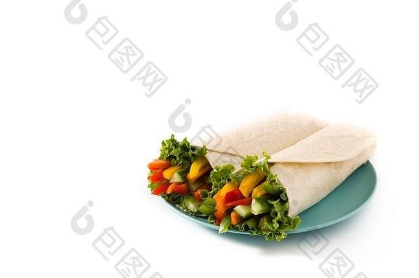 蔬菜玉米粉圆饼包装孤立的白色背景复制空间