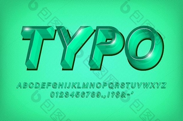 绿色3d字母字体文字效果标题
