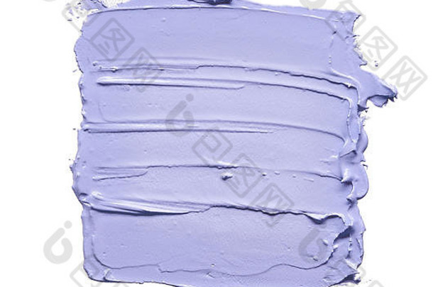 柔和的紫色笔触和质地的面霜或丙烯酸漆隔离在白色背景上