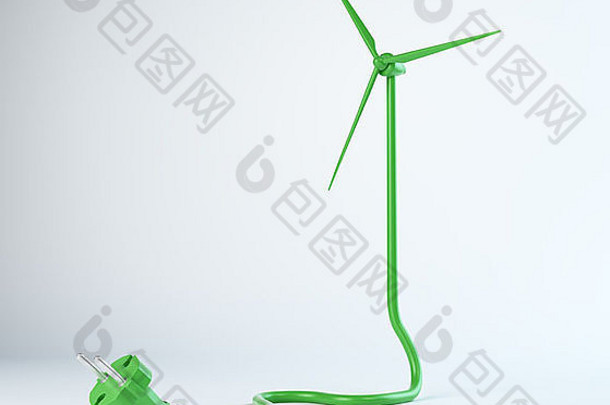 风涡轮权力绳可再生能源概念