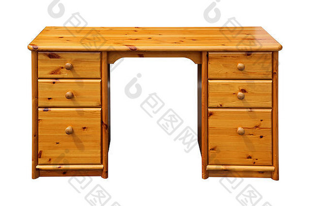 复古的木桌子上表格孤立的剪裁路径包括