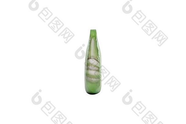 白色背景上隔离的优雅玻璃花瓶（玻璃、空瓶、花瓶）