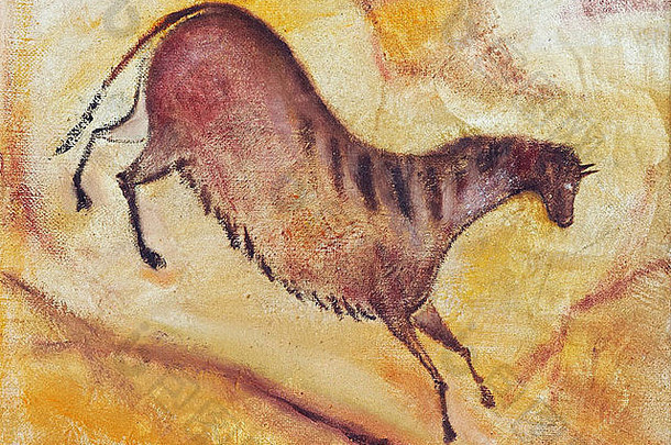 画布上的马的<strong>艺术油画</strong>——油画《阿尔塔米拉》