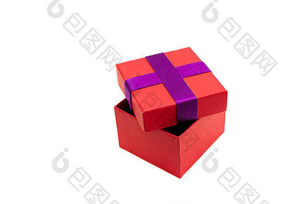 孤立的红色的紫色的打开现在盒子