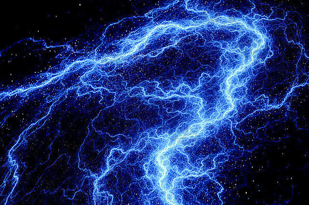 蓝色的发光的闪电分形电脑生成的摘要背景